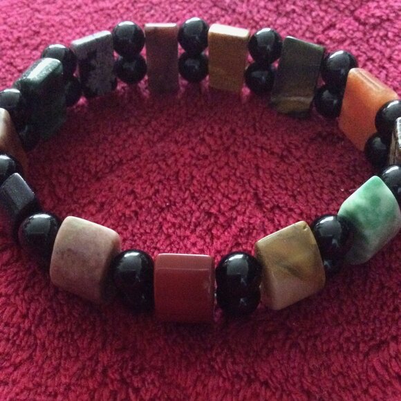 Vintage Multi Gemstone Stretch Bracelet - Picture 1 of 3